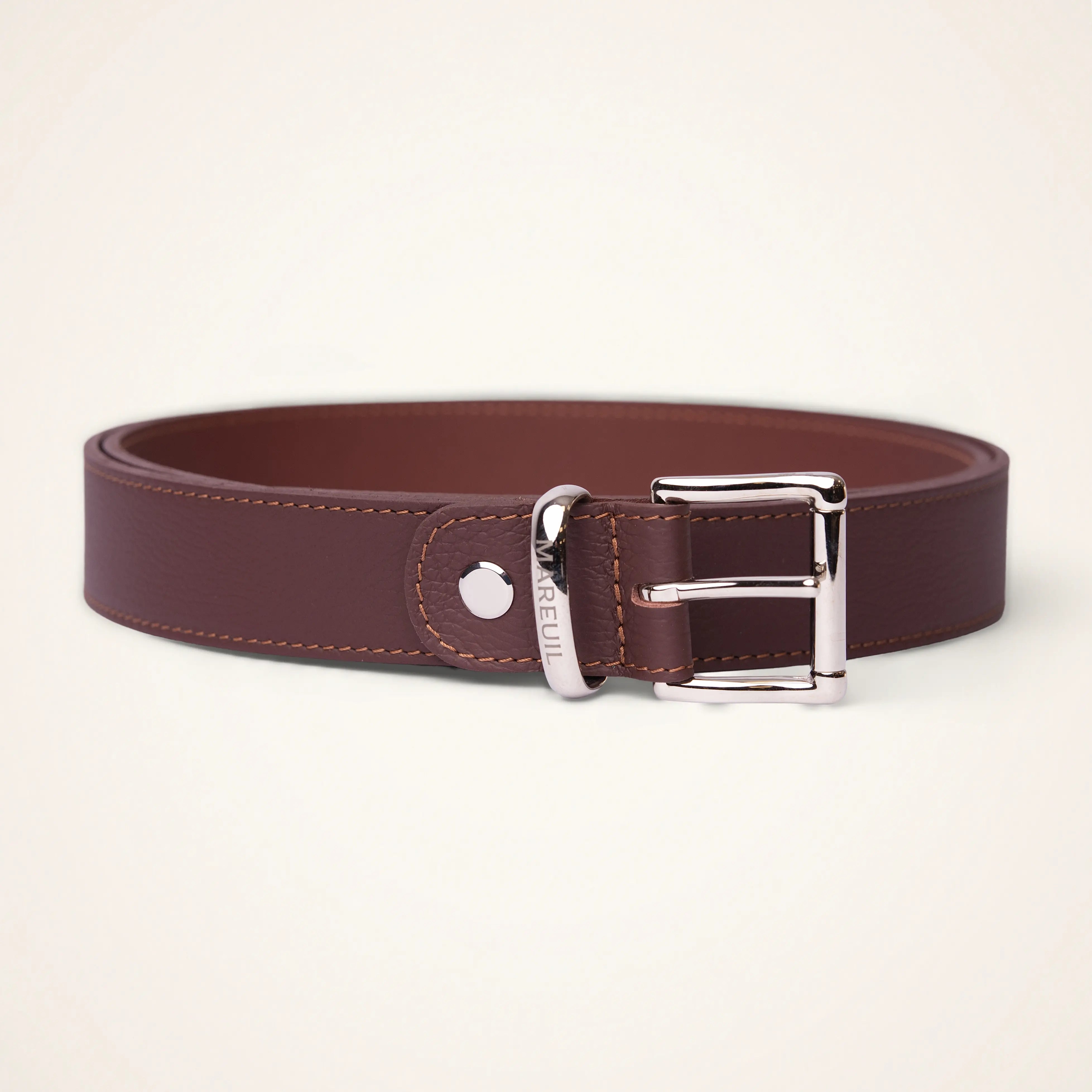 Ceinture réglable en cuir avec boucle en nickel