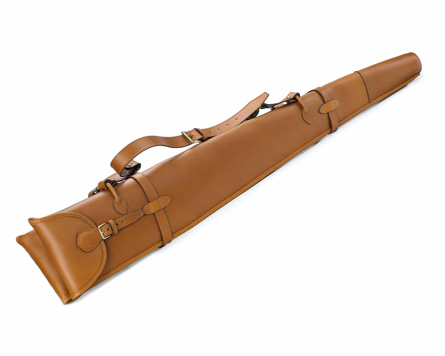 Fourreau double fusil cuir doublé avec embouts ronds