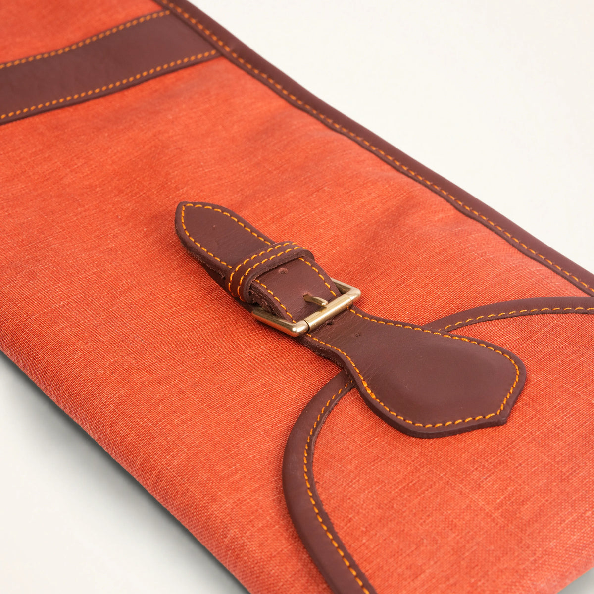 Canvas or leather rifle scabbard, flat reinforced end, lined