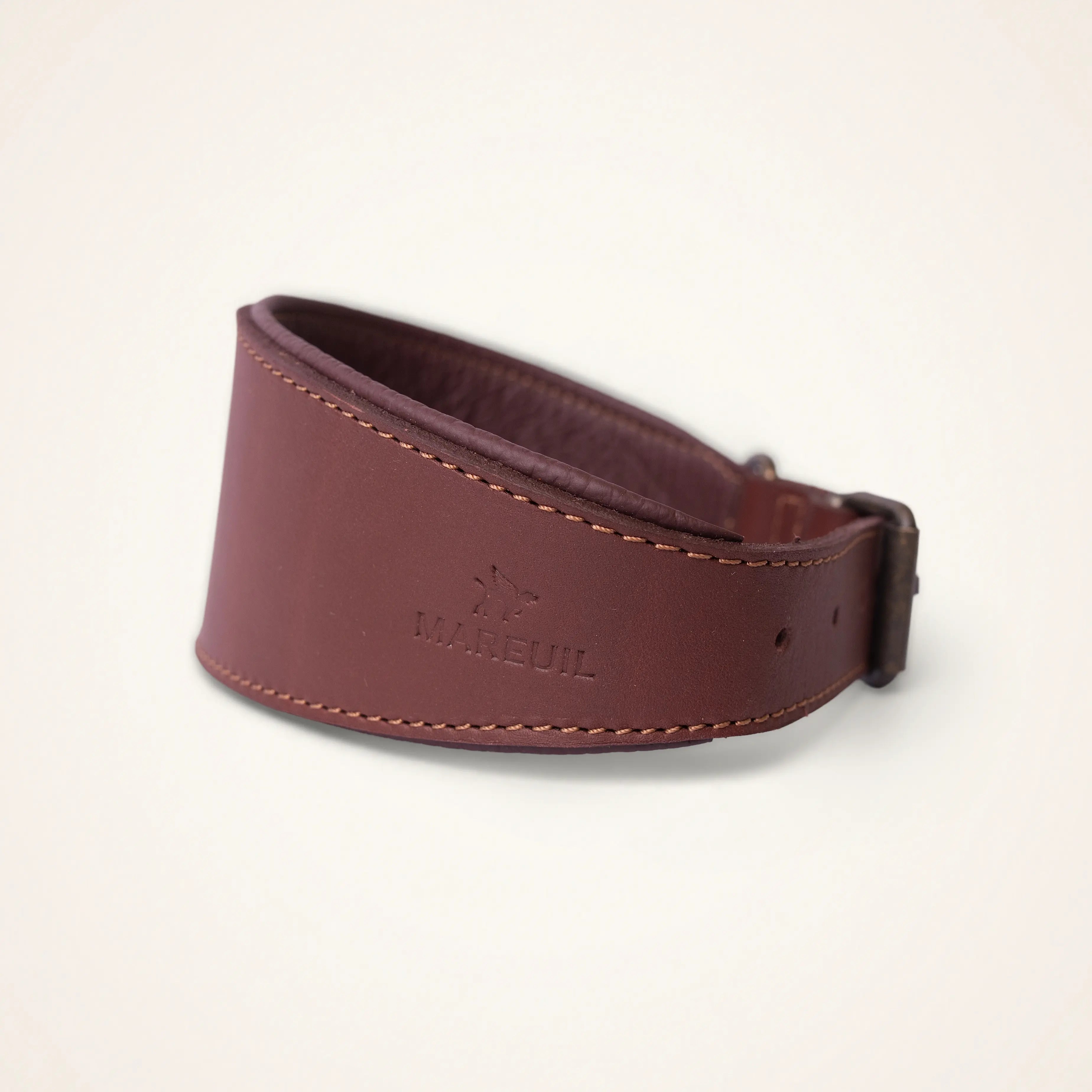 Lined leather collar for greyhound