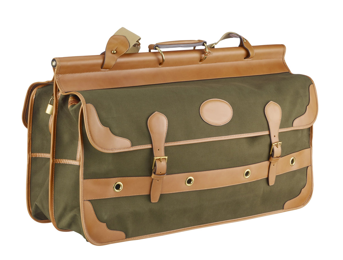 Treibjagdtasche mit 3 Falten — Canvas und Leder, Forêt Natur