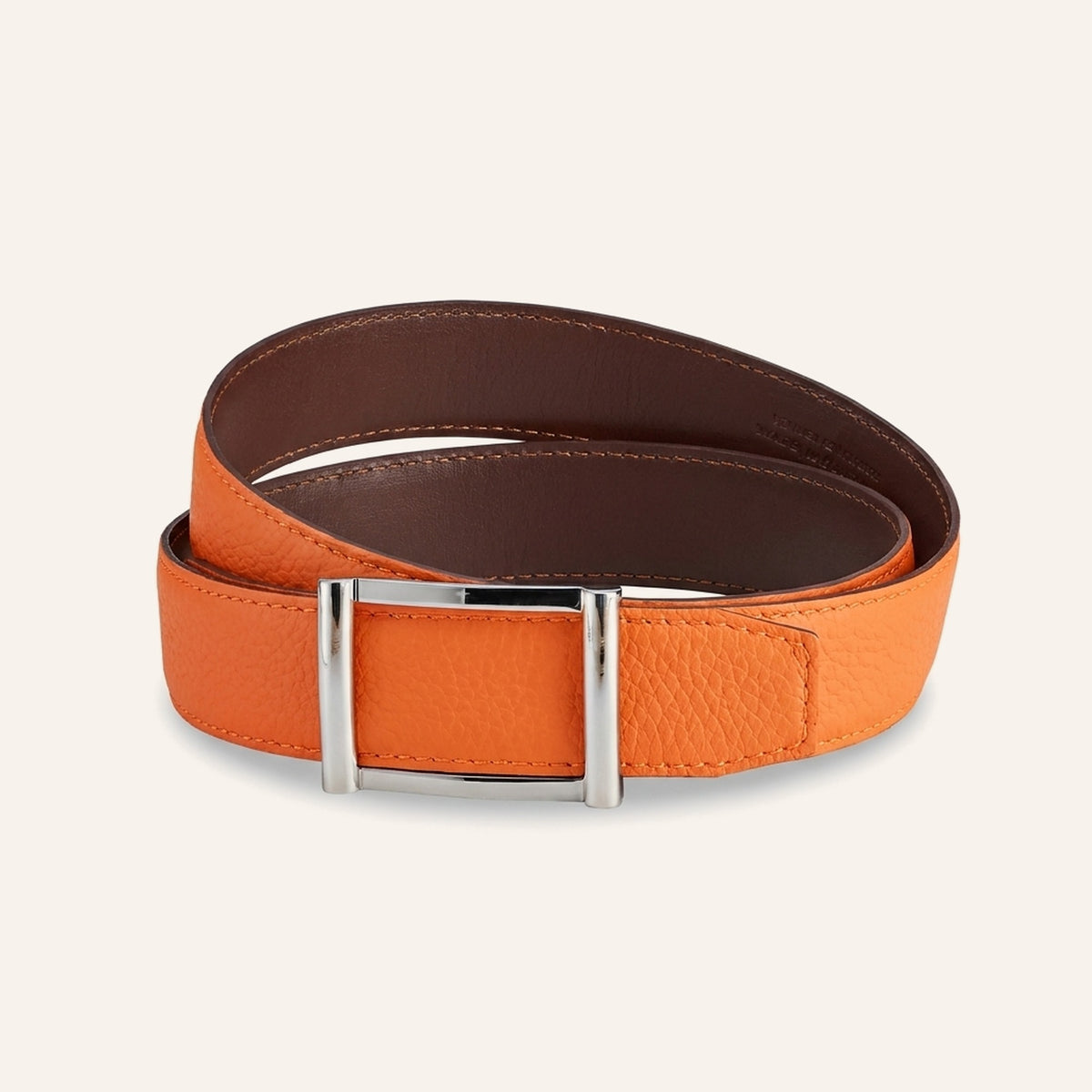 Cuir lisse & grainé Taurillon Orange & Antique Bronze